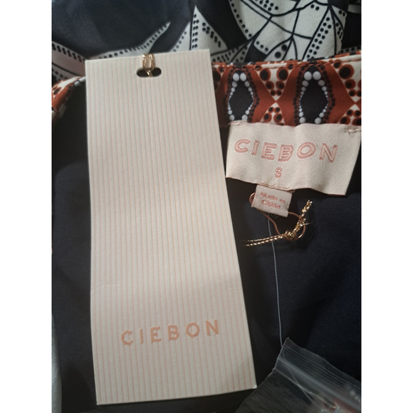 Ciebon Dress Size Small Brown Black Bow Flower Eddie Pleated - Picture 11 of 11